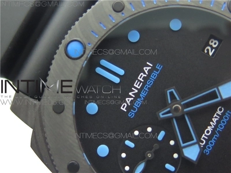 PAM960 Carbotech 42mm VSF 1:1 Best Edition Black Dial Blue Markers on Rubber Strap P.9010 Clone